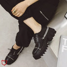 Gothic Chain-Studded Black Shoes. Footwear