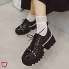 Gothic Chain-Studded Black Shoes. Footwear