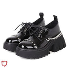 Gothic Chain-Studded Black Shoes. Footwear