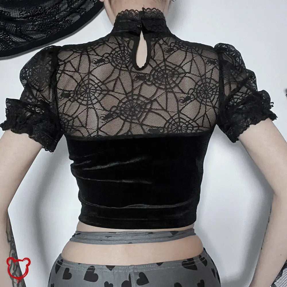 Gothic Crop Top - Elegant Black Clothing