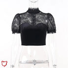 Gothic Crop Top - Elegant Black Black / S Clothing