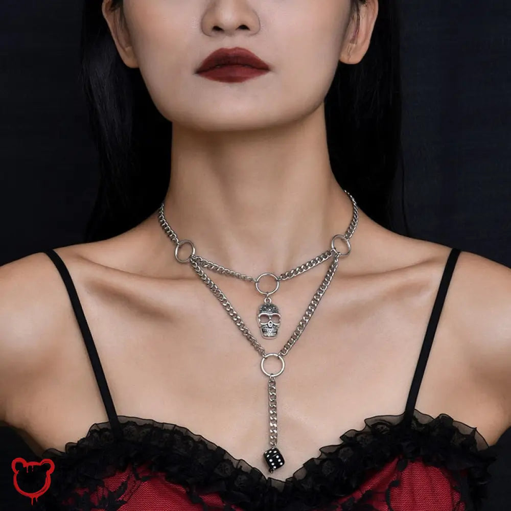 Gothic Dice Skeleton Pendant Necklace Accessories