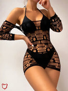 Gothic Fishnet Bodysuit - Charming Black Clothing