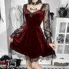 Gothic Flared Sleeve Dress. Burgundy / S