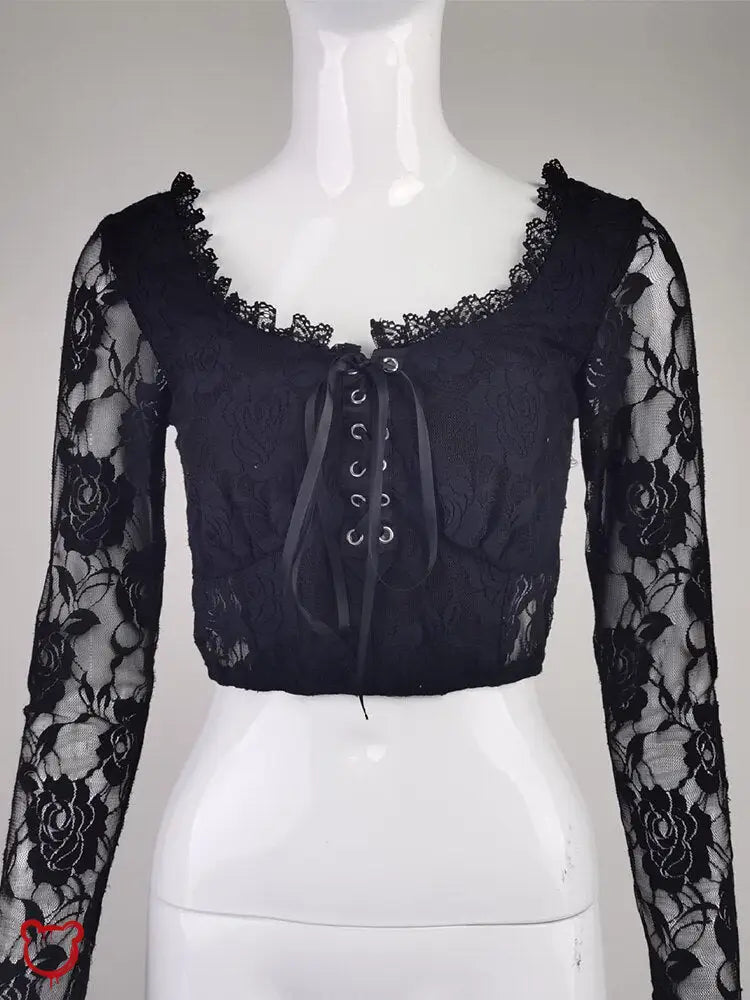 Gothic Lace Crop Top Clothing