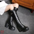 Gothic Lace-Up Knee-High Boots Footwear