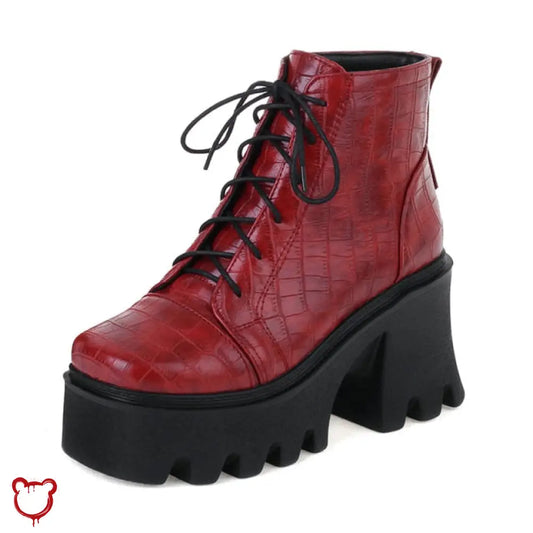 The Cursed Closet 'From Hell' Lace Up PU Boots at $54.99 USD