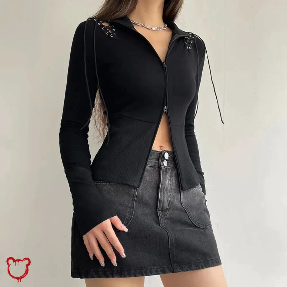 Gothic Lace-Up Sleeveless Sweater