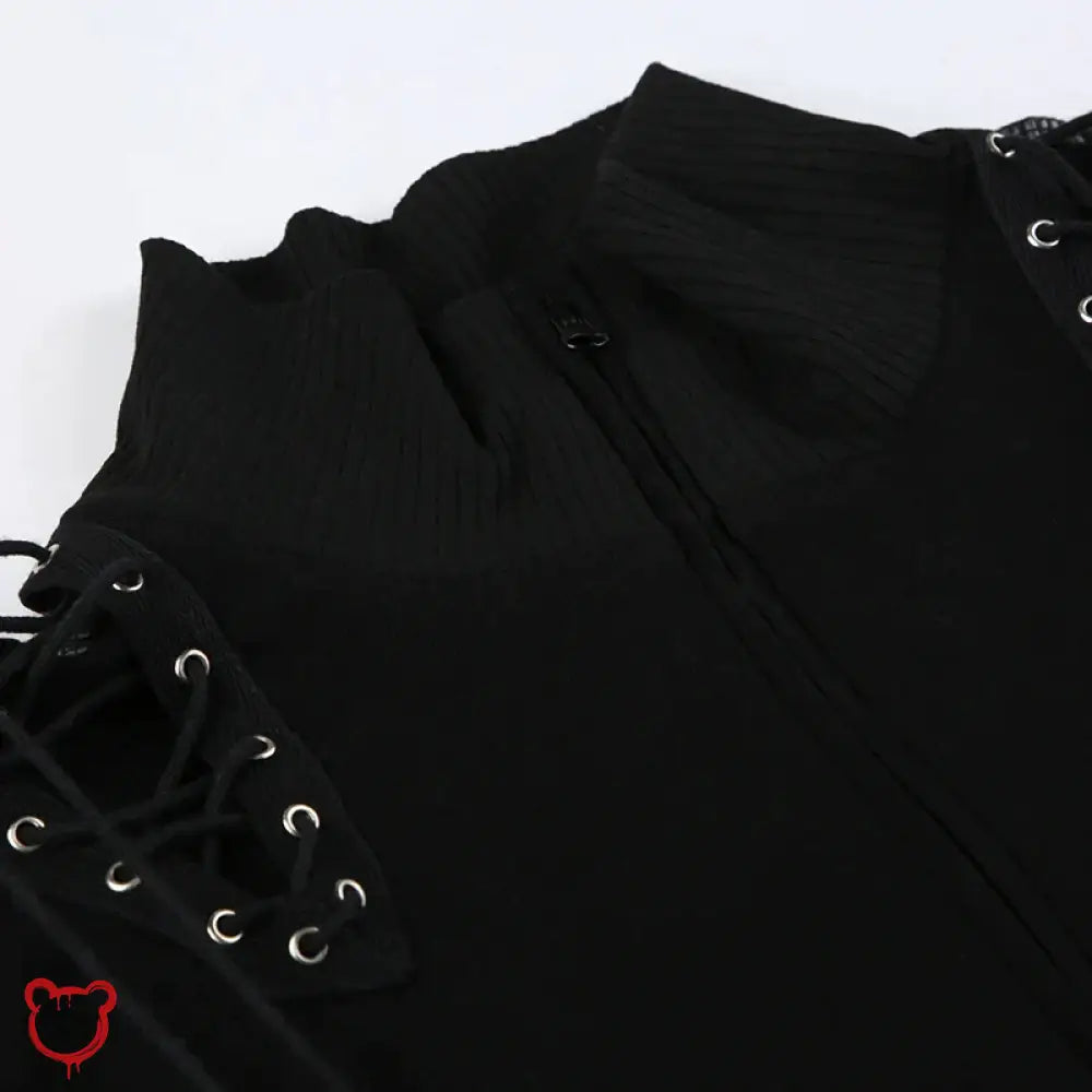 Gothic Lace-Up Sleeveless Sweater