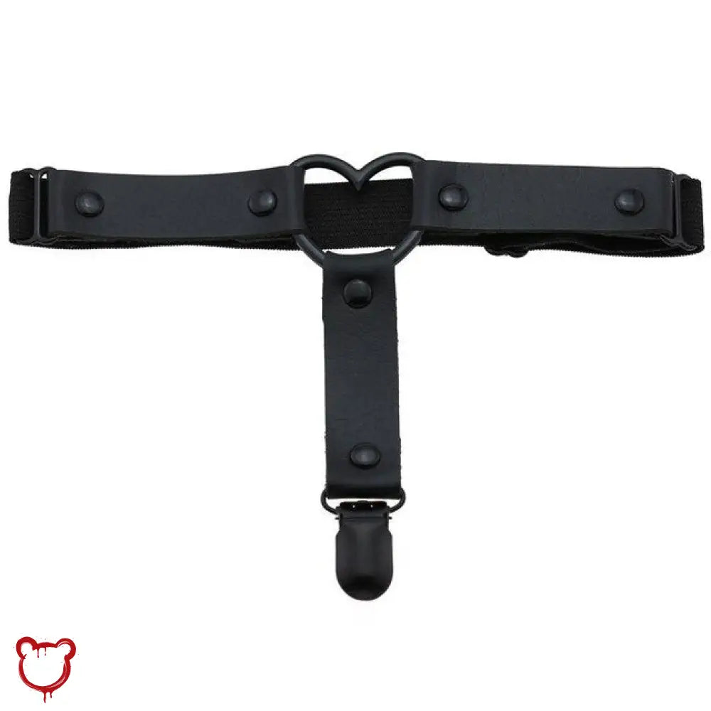 The Cursed Closet 'Dark times' Black faux leather leg garter (15 colours) at $13.99 USD