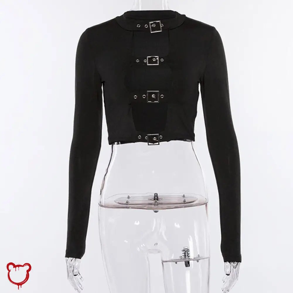 Gothic Long Sleeve Black Top Clothing