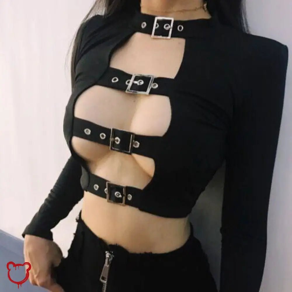 Gothic Long Sleeve Black Top' - The Cursed Closet