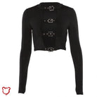 Gothic Long Sleeve Black Top / M Clothing