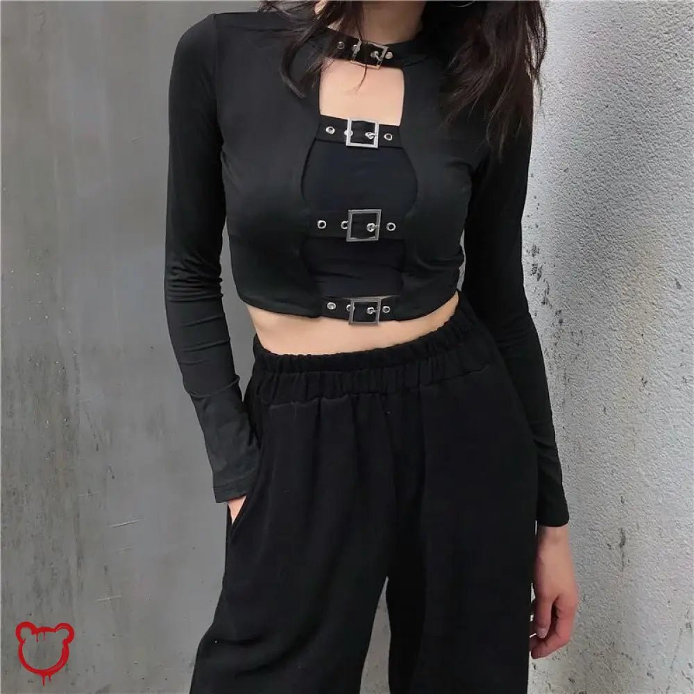 Gothic Long Sleeve Black Top' - The Cursed Closet