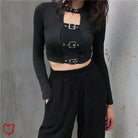 Gothic Long Sleeve Black Top / S Clothing