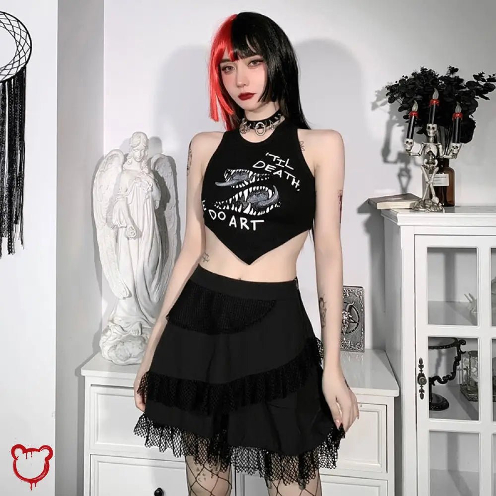Gothic Mesh Ruffle Skirt - The Cursed Closet