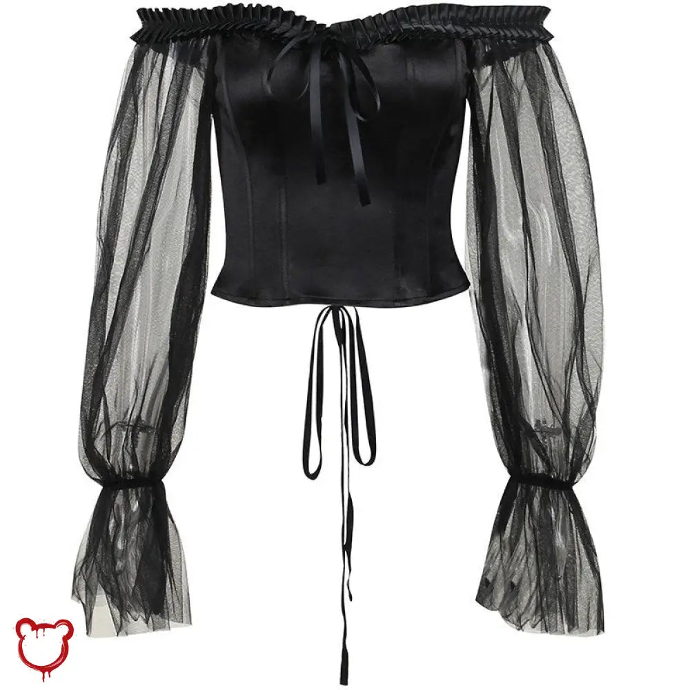 Gothic Mesh Shoulder Top Clothing