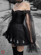 Gothic Mesh Shoulder Top Clothing