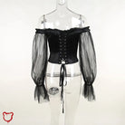 Gothic Mesh Shoulder Top Clothing