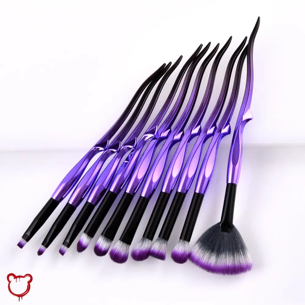 Gothic Purple Makeup Brush Set 10Pcs Accessories