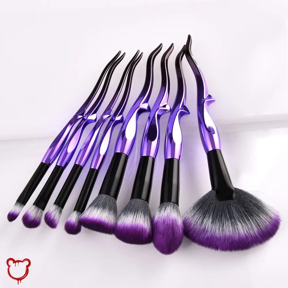 Gothic Purple Makeup Brush Set 8Pcs Accessories