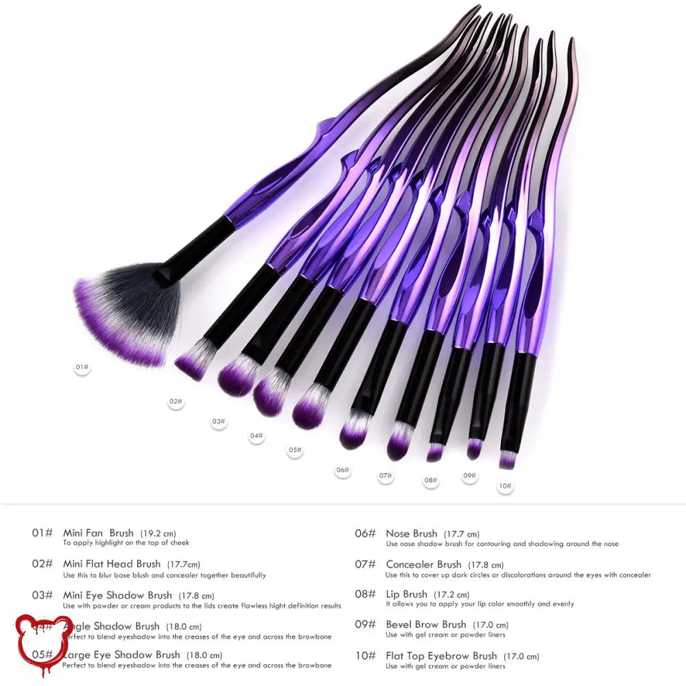 Gothic Purple Makeup Brush Set Accessories