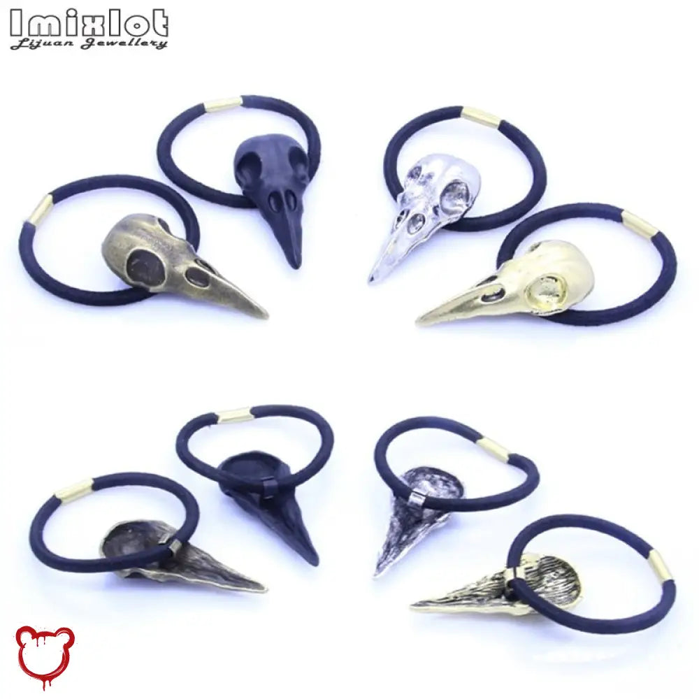 Gothic Raven Skull Hair Tie Accessories