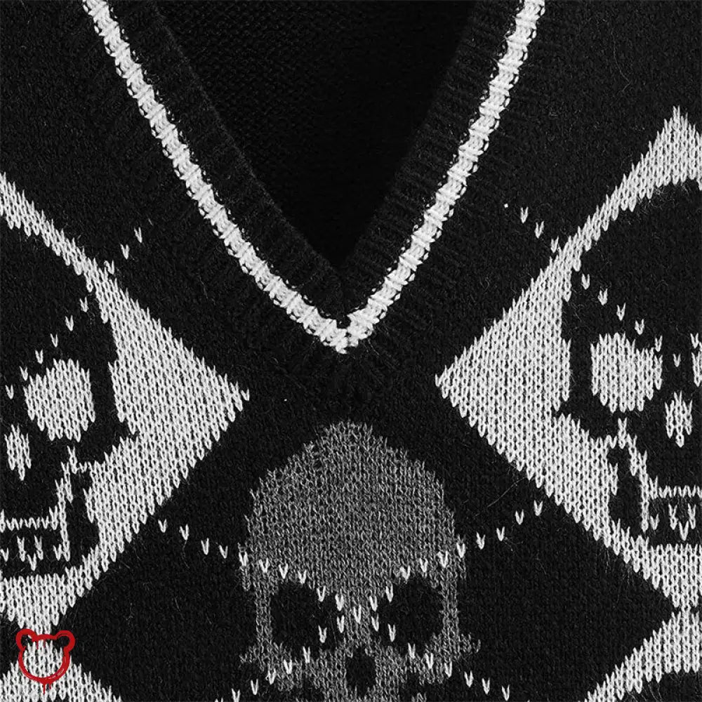 Gothic Skull Checkerboard Sweater Clothing