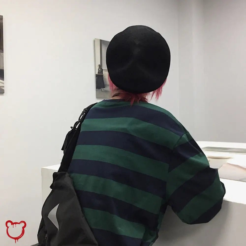 "Green Grunge Stripe Top" - The Cursed Closet