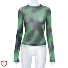 Green Tie Dye Mesh Top