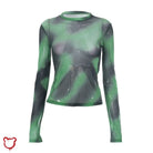 Green Tie Dye Mesh Top