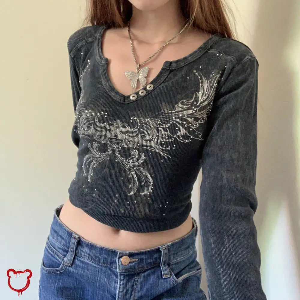 Grey Crop Top Clothing