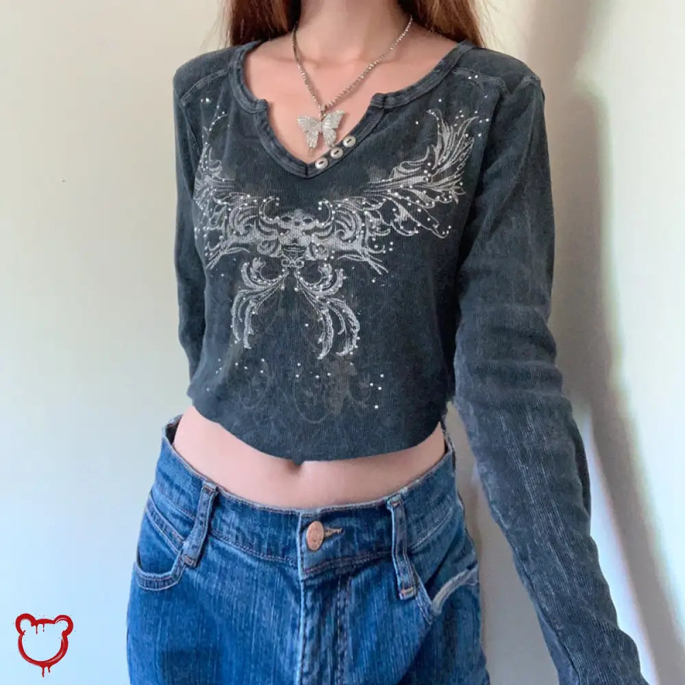 Grey Crop Top Clothing
