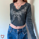 Grey Crop Top Clothing