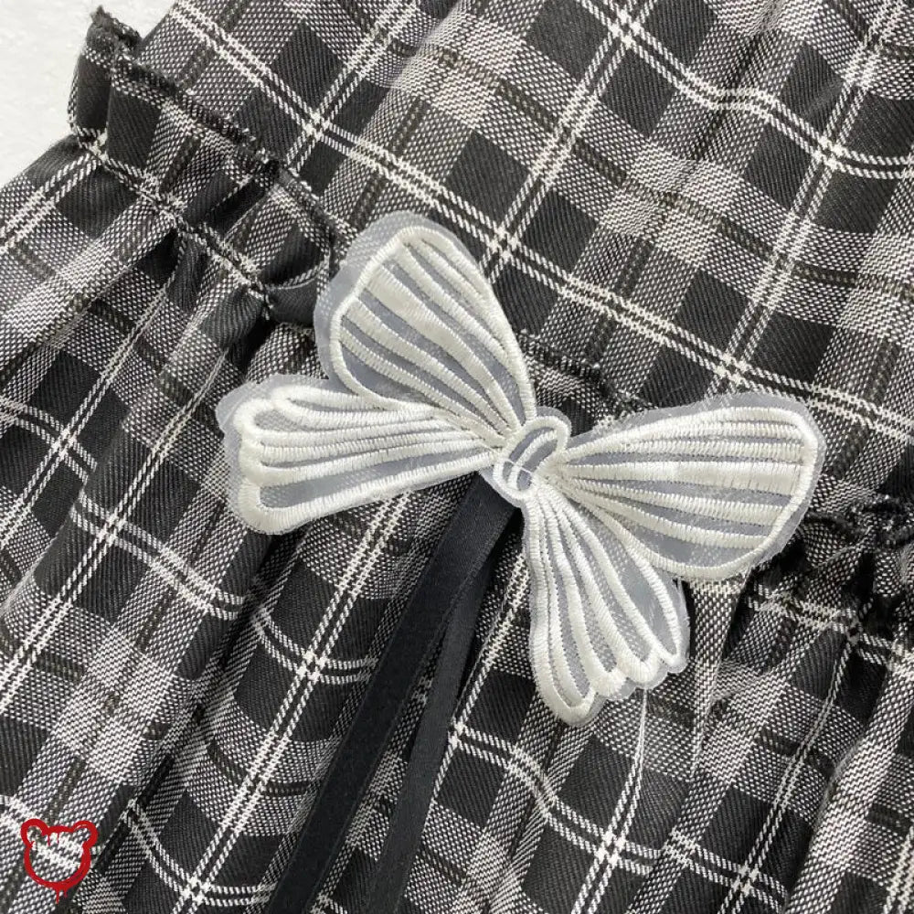 Grey Plaid Bow Skirt Clothing