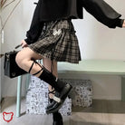 Grey Plaid Bow Skirt Clothing