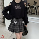 Grey Plaid Bow Skirt Clothing