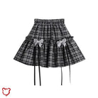 Grey Plaid Bow Skirt Clothing