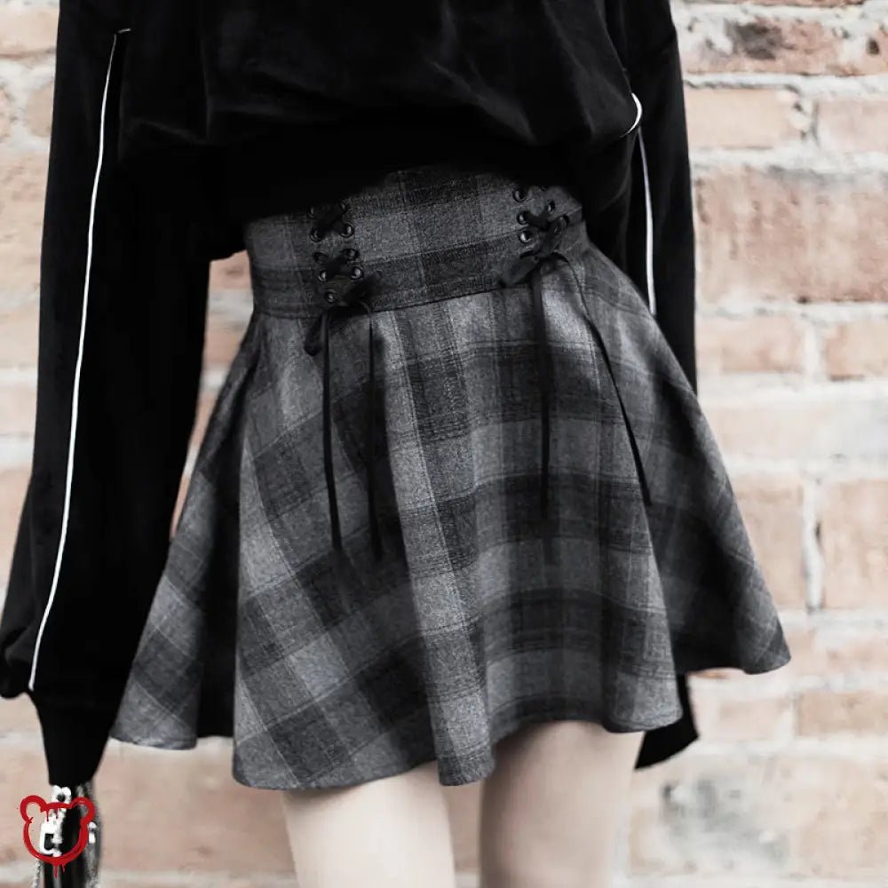 "Grey Plaid Skirt - No Smoke" - The Cursed Closet