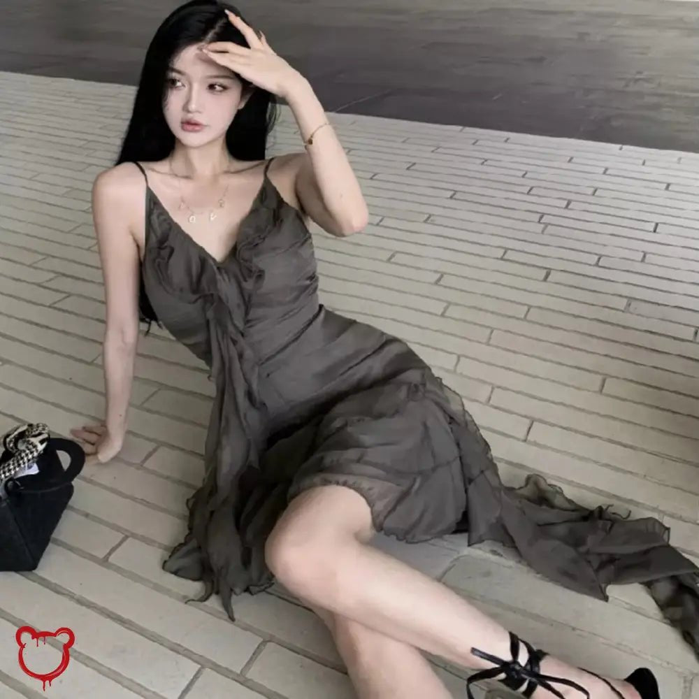 Grey Ruffles Grunge Dress' - The Cursed Closet