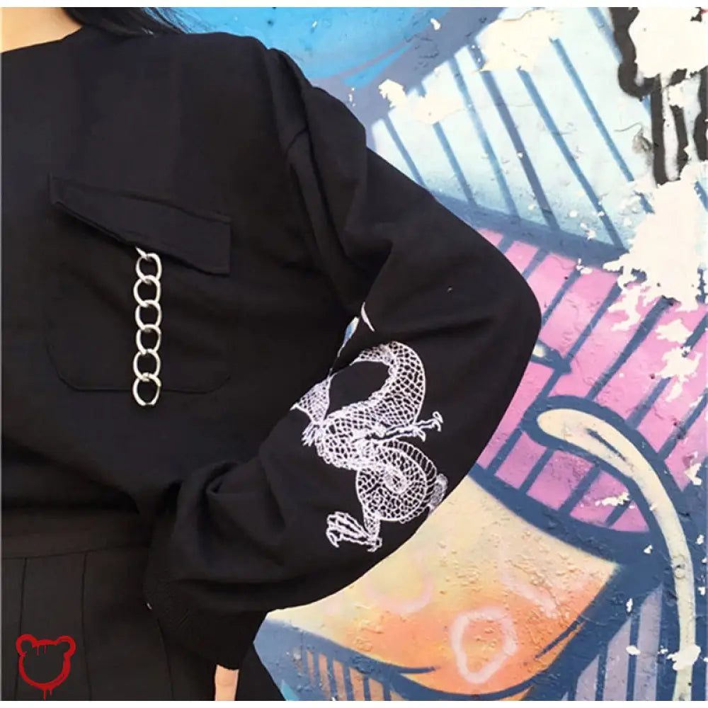 Grunge Black Sweatshirt Clothing