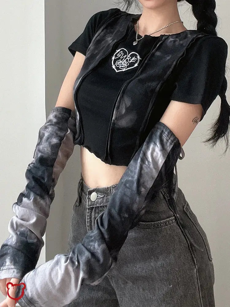 Grunge Crop Top With Gloves Clothing