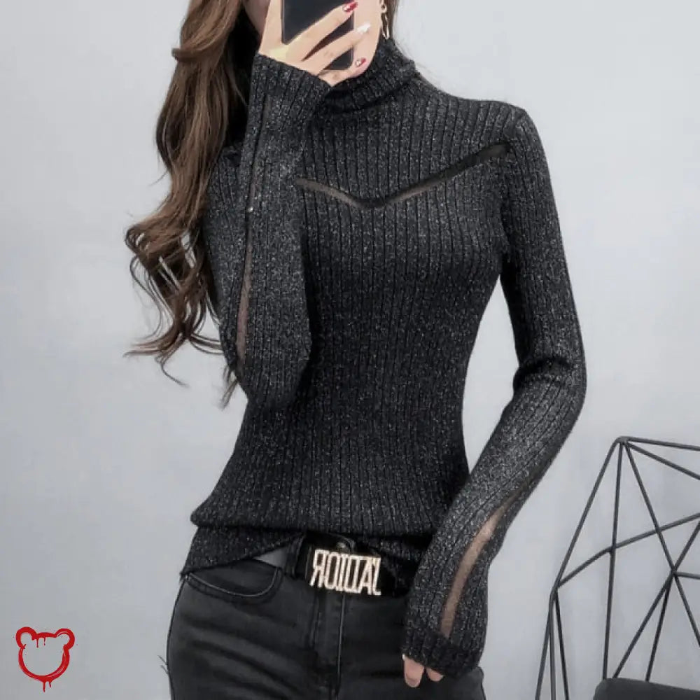 Grunge Grey Turtleneck Alternative Top Black / M Clothing