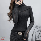 Grunge Grey Turtleneck Alternative Top Black / S Clothing