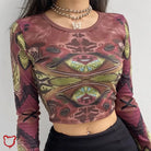 Grunge Harajuku Crop Top Dark Brown / S Clothing