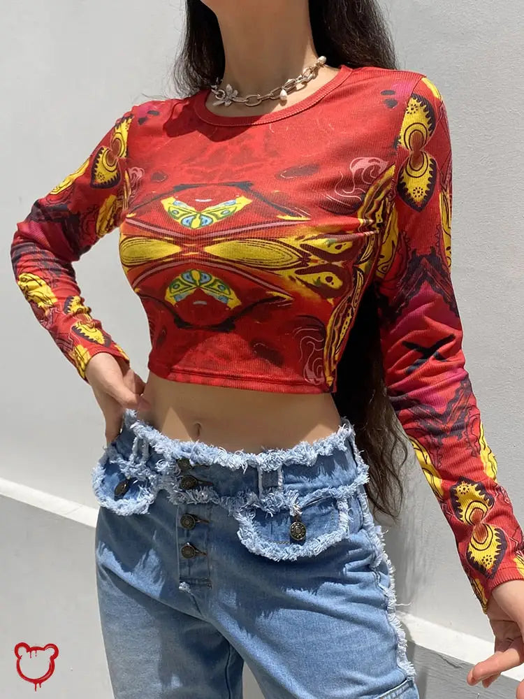 Grunge Harajuku Crop Top Red / S Clothing