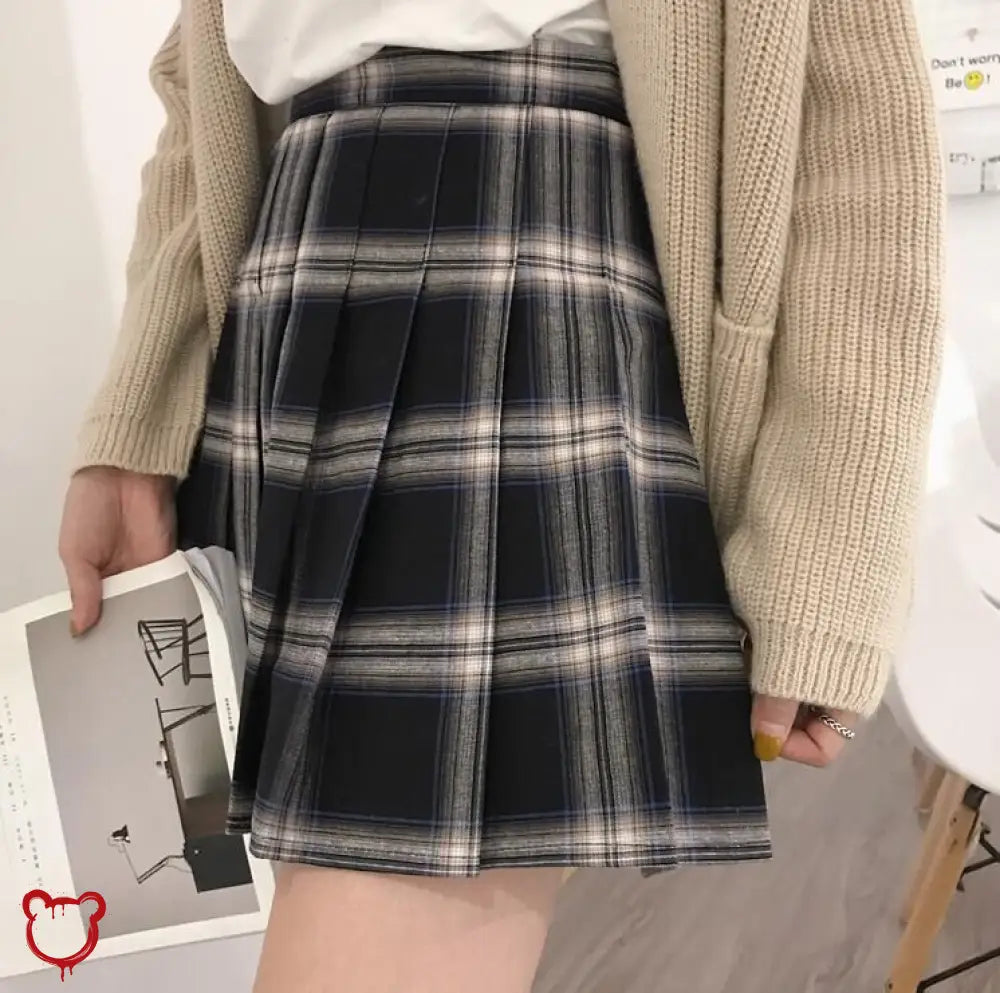 Grunge Plaid Mini Skirt Black / S Clothing