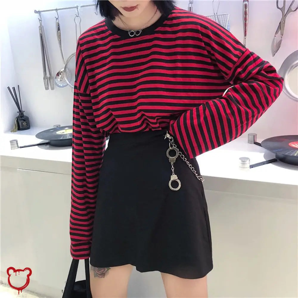 Grunge Stripe Casual Top Clothing