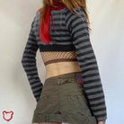 Grunge Striped Crop Top Clothing