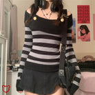 Grunge Striped Long Sleeve Top Clothing